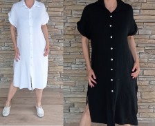 Dlouhé mušelínové košilové šaty - černé a bílé