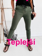 Kalhoty SIMON - teplejší - 2vel - khaki