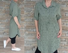 Madeirové košilové šaty - khaki