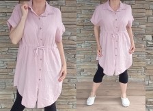 Mušelínové košilové šaty - pudr růžové