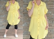 Mušelínové košilové šaty - vanilkově žluté